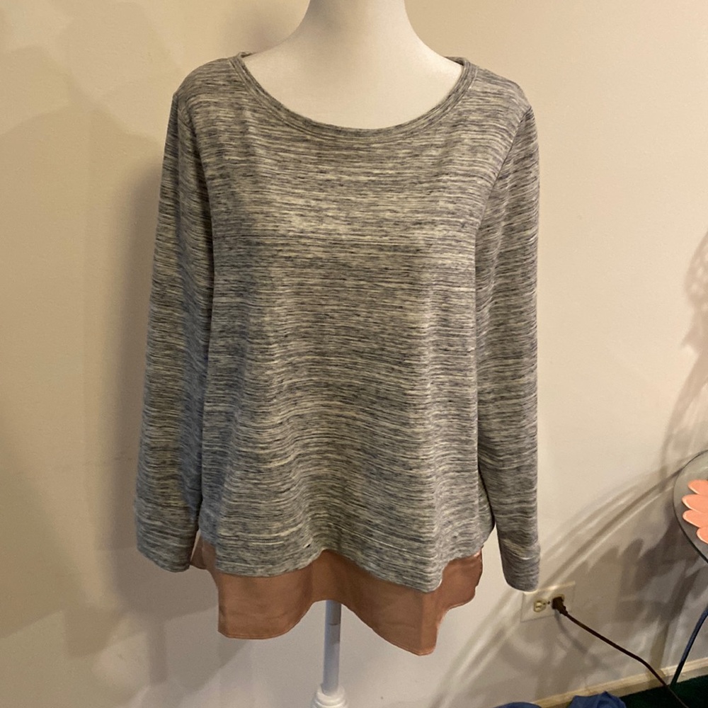 WHBM gray sweatshirt/blouse with split back size XL